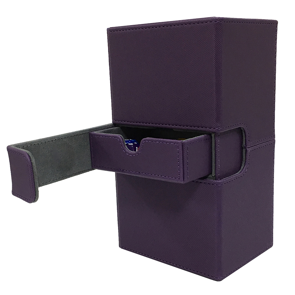 Tempat kartu Binder Board Game Holder, Yugioh Deck Box, ukuran besar, Mtg, PTCG, warna ungu, 200 +