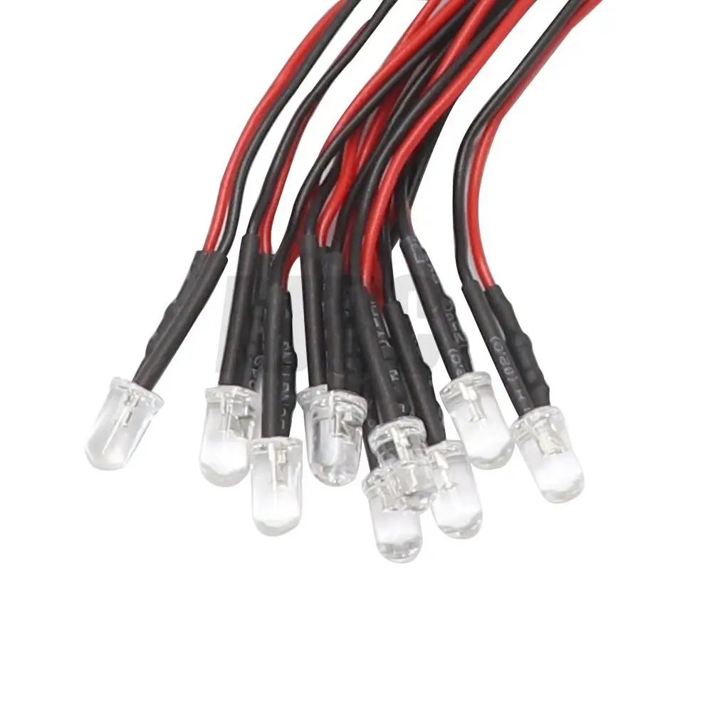 10 ชิ้น 3 มิลลิเมตร 5 มิลลิเมตร 3 โวลต์ - 12 โวลต์ไฟ Led สีแดงสีขาวสีเหลืองสําหรับ 1/10 Rc Crawler รถ Traxxas Trx4 G63 Axial Scx10 D90 D110 Rgt Hsp Yikong