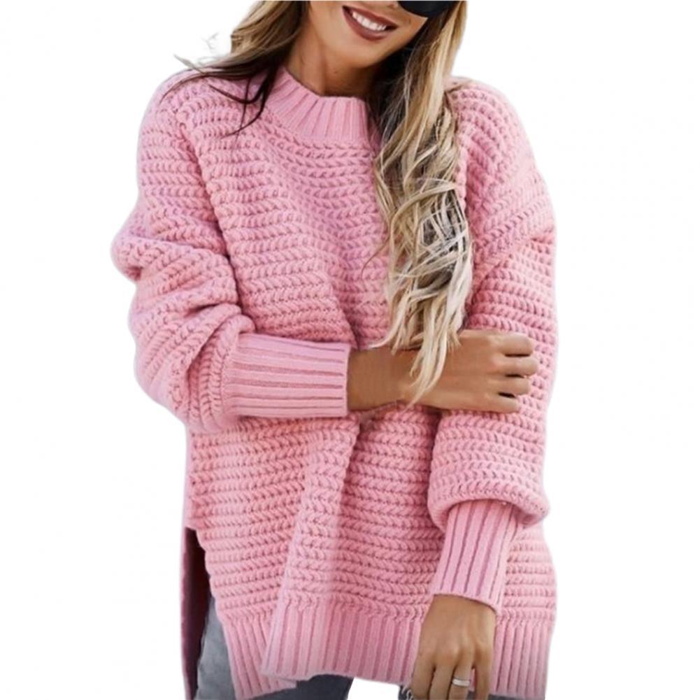 Camisola feminina padrão exclusivo meia gola alta outono inverno cor pura pulôver grosso tricô pulôver