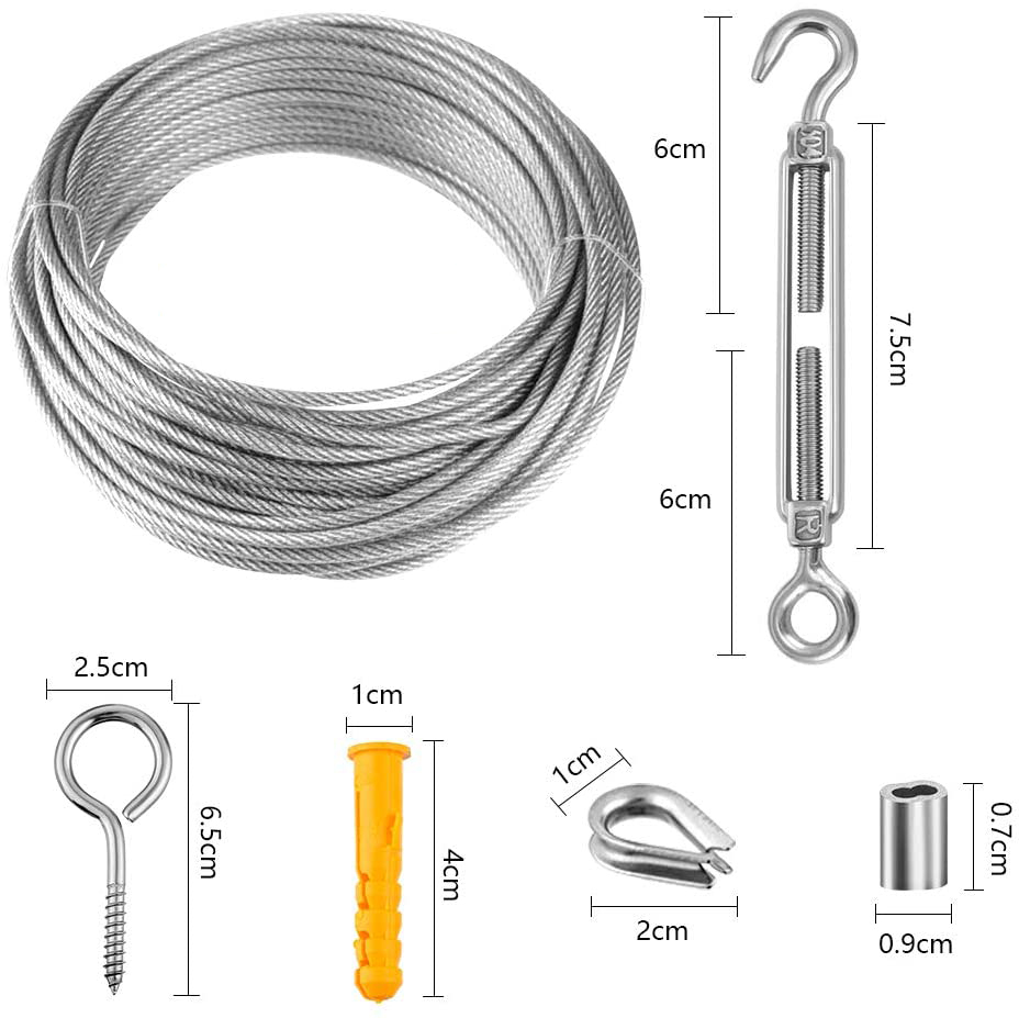 SGYM 56 Cái/bộ 30 Mét Thép Bọc Nhựa PVC Dẻo Dây Dây Cáp Mềm Trong Suốt Dây Thép Không Gỉ Phơi Quần Đường Kính 2Mm bộ