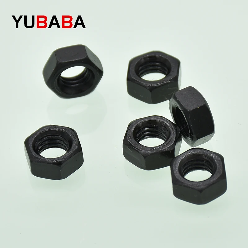 5/10/100 Uds tuercas hexagonales M2 M2.5 M3 M4 M5 M6 M8 M10 M12 M14 M16 negro grado 8,8 tuerca hexagonal DIN934 de acero al carbono GB6170