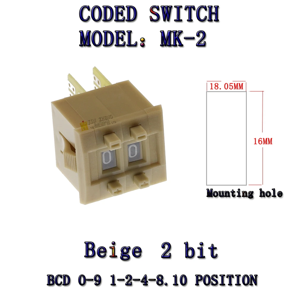 MK-2 BCD รหัส Binary Output Switches/ThumbwheelSwitches 8421C Terminal Block 0-9 หลักรหัสทศนิยมสีดํา Beige