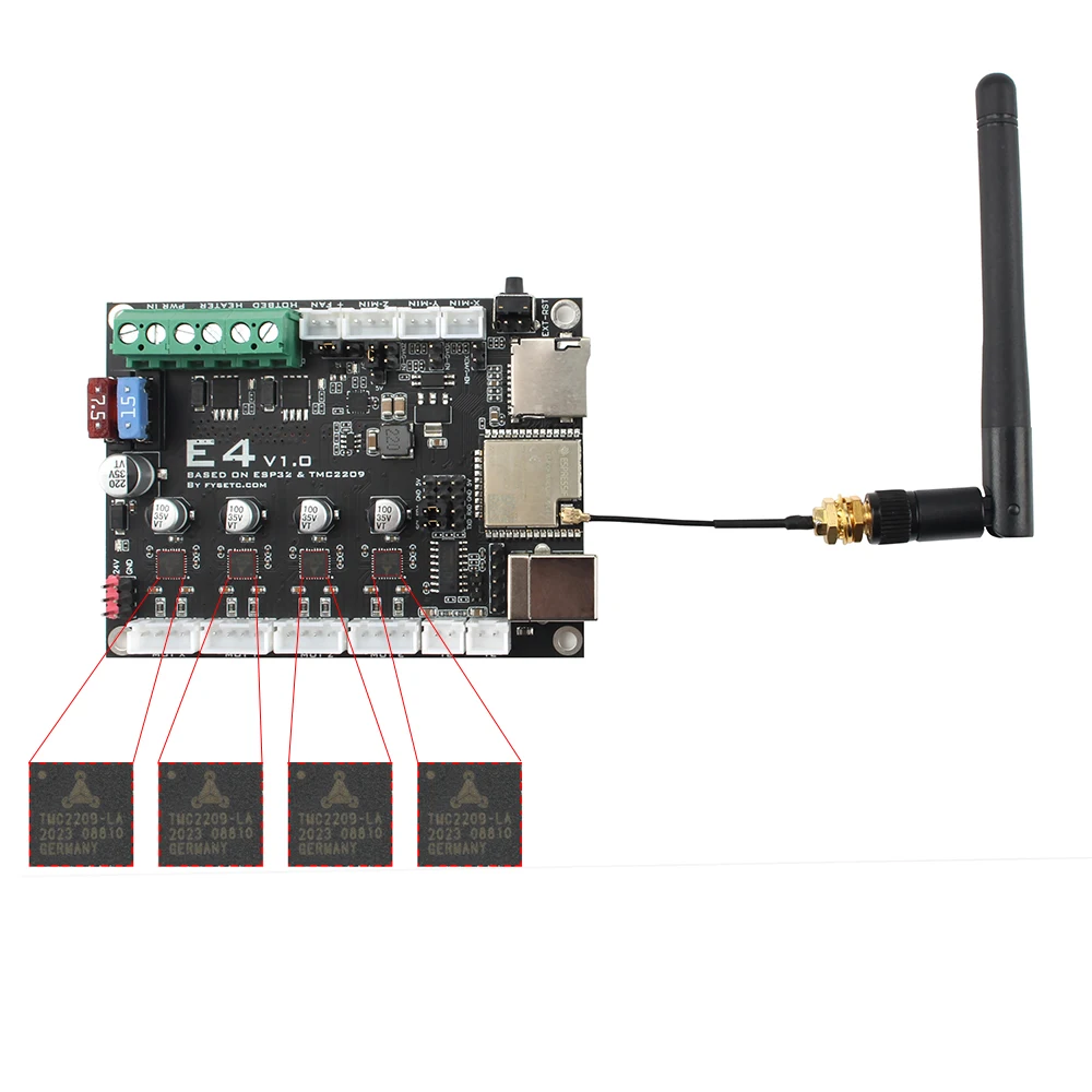 FYSETC E4 ボード Wi-Fi および Bluetooth 内蔵 4 個 TMC2209 240MHz 16M フラッシュ 3D プリンタ制御ボードベース 3D プリンタ用