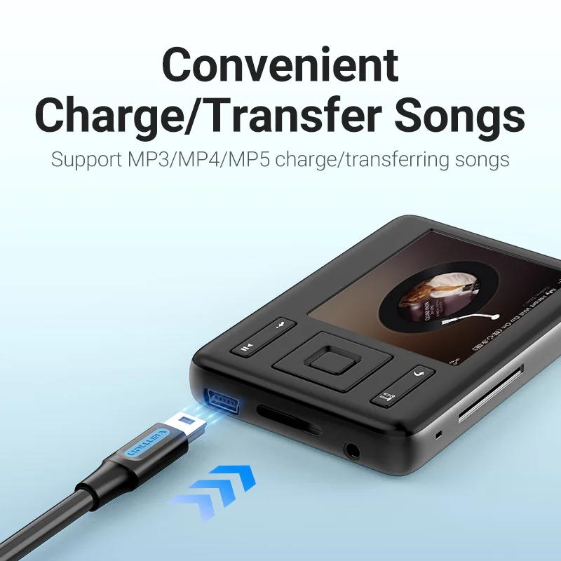 Кабель USB/Mini USB 2.0 Vention, для передачи данных, зарядки, поддержка быстрой зарядки, для MP3, MP4-проигрывателя, автомобильного видеорегистратора, GPS-навигатора, цифровой камеры, жесткого диска (HDD)
