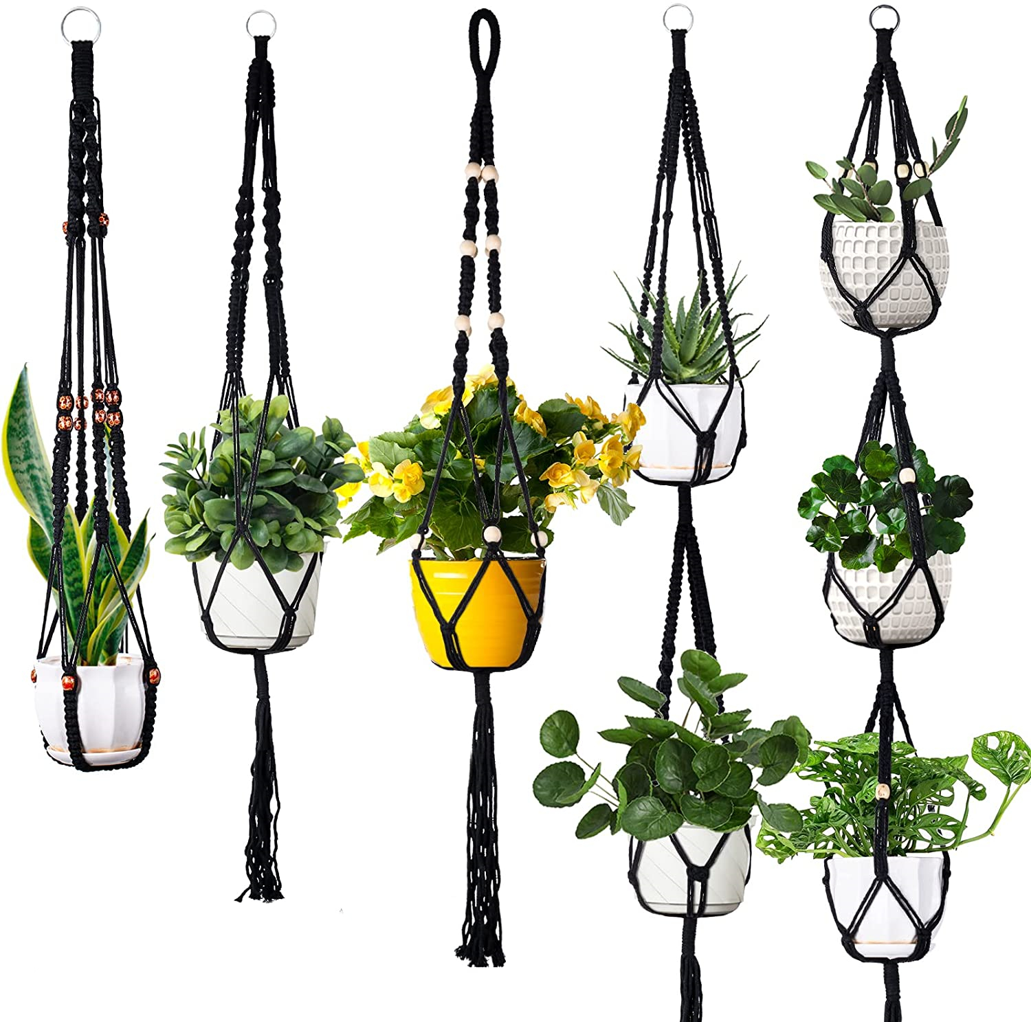 Macrame Handmade Vật Có Móc Treo Rổ Chậu Hoa Treo Ban Công Treo Trang Trí Thắt Nút Nâng Dây Khu Vườn Nhà Cung Cấp