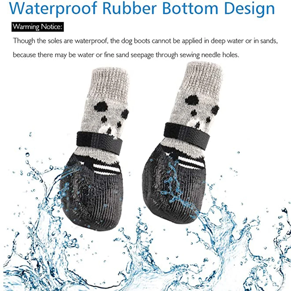 4 unids/lote calcetines cálidos de invierno para perros botas de nieve antideslizantes impermeables para cachorros Chihuahua zapatos para perros botines para perros pequeños y grandes