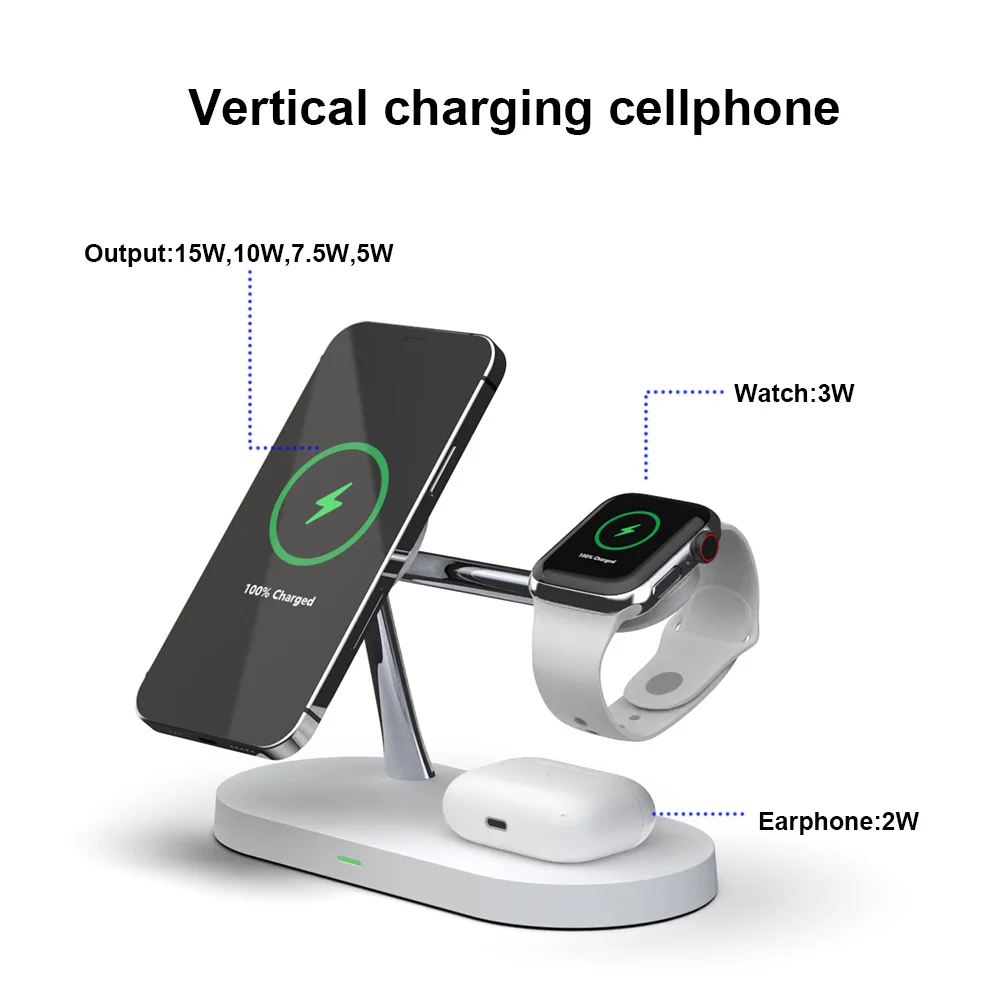 3 in 1 Magnetic Wireless Charger Stand For iPhone 12 13 14 15 16 Fast Charging Station for Apple Watch 10 9 8 7 6 5 Airpods Pro