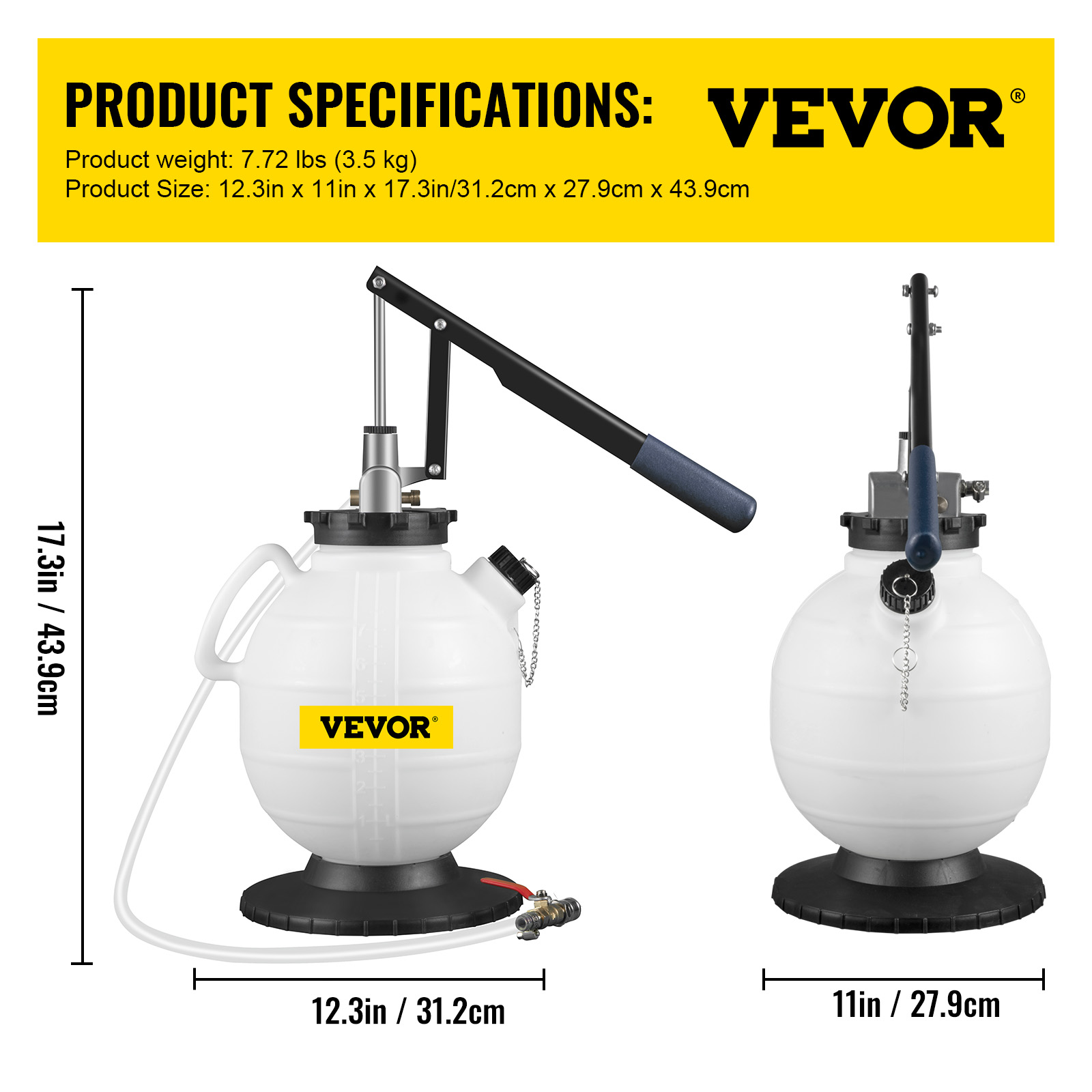 VEVOR Transmission Fluid Pump ATF Fluid Transfer Filler 7.5L with Control Valve & 15 Common Adapters Kit for Oil Replacement