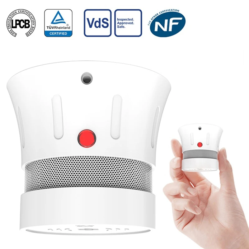 CPVan Mini Đầu Báo Khói CE EN14604 Khói 5 Năm Pin Độc Lập Quang Điện Cảm Biến Khói Cho Nhà Hệ Thống