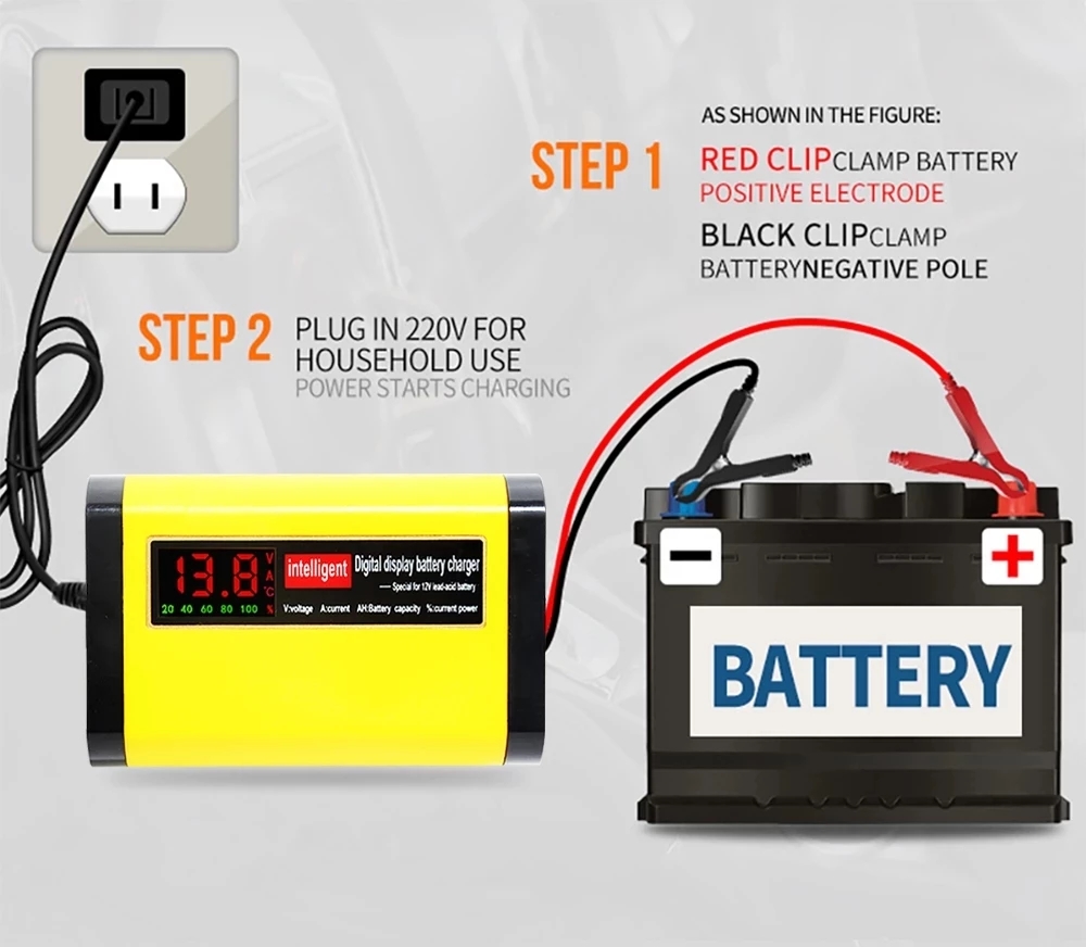 ポータブル 12V 車の充電器 Lcd ディスプレイ高速充電アダプタ EU プラグ DC13.8V 2A ドライウェット AGM ゲル鉛酸バッテリー充電