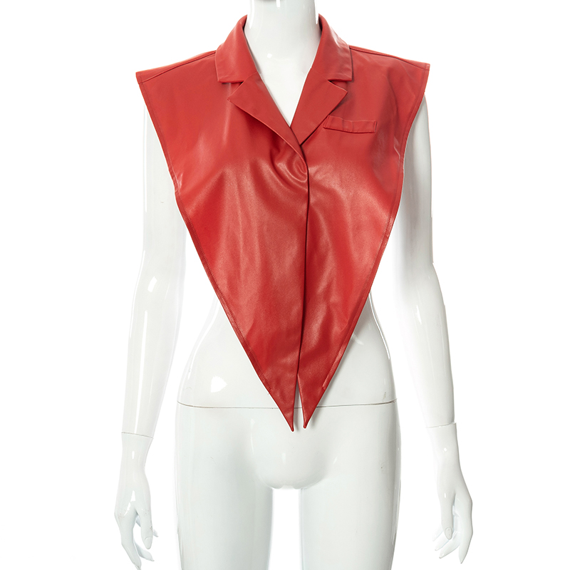 Майка женская из искусственной кожи, с английским воротником, осень 2021