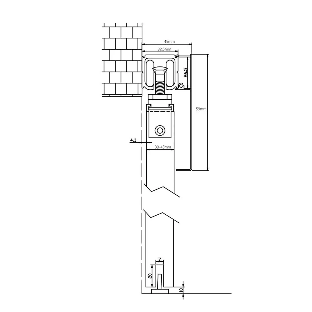 4.9FT/6FT/6.6FT Hợp Kim Nhôm Chải Nội Thất Gỗ Kho Thóc Cửa Trượt Phần Cứng Ẩn Theo Dõi Với Nắp Trang Trí