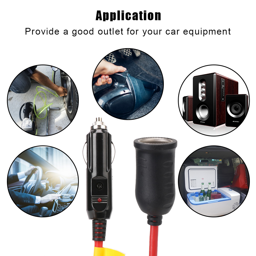 3.6m cabo adaptador de alimentação do carro extensor 15a fusível indicador 12ft cabo extensão 12v 24v carregadores automáticos isqueiro soquete plug