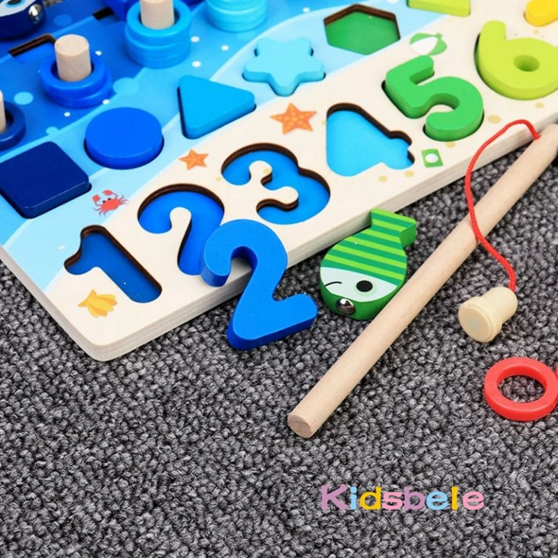 Trẻ Em Montessori Đồ Chơi Toán Học Cho Bé Gỗ Giáo Dục Xếp Hình Đồ Chơi Câu Cá Tính Số Hình Phù Hợp Với Sorter Trò Chơi Ban Đồ Chơi