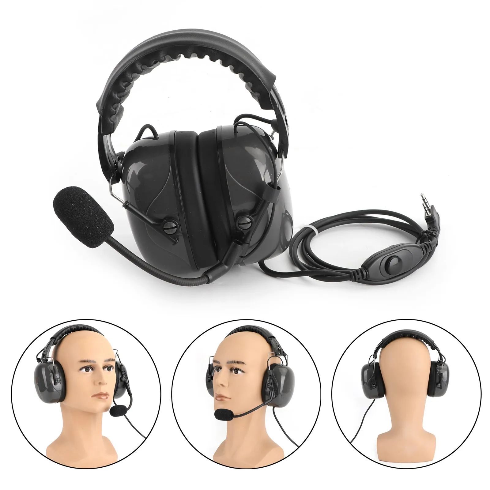 Artudatechノイズキャンセルオーバーヘッドセット、ウォーキートーキーアクセサリー、ケンウッドtk3107 tk3200 tk2160 baofeng BF-888Sに適合