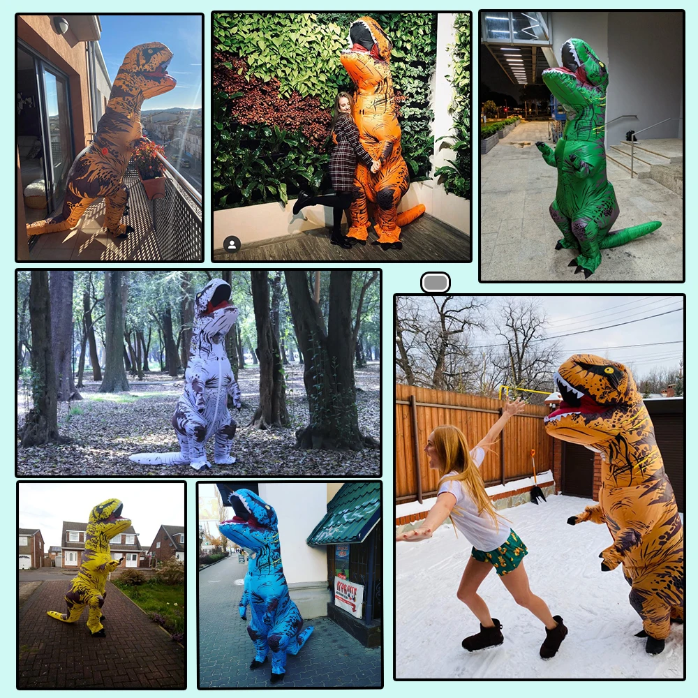 ผู้ใหญ่เด็กไดโนเสาร์ T-Rex Inflatable เครื่องแต่งกาย Purim ฮาโลวีน Mascot อะนิเมะปาร์ตี้คอสเพลย์เครื่องแต่งกายชุดแฟนซีชุด