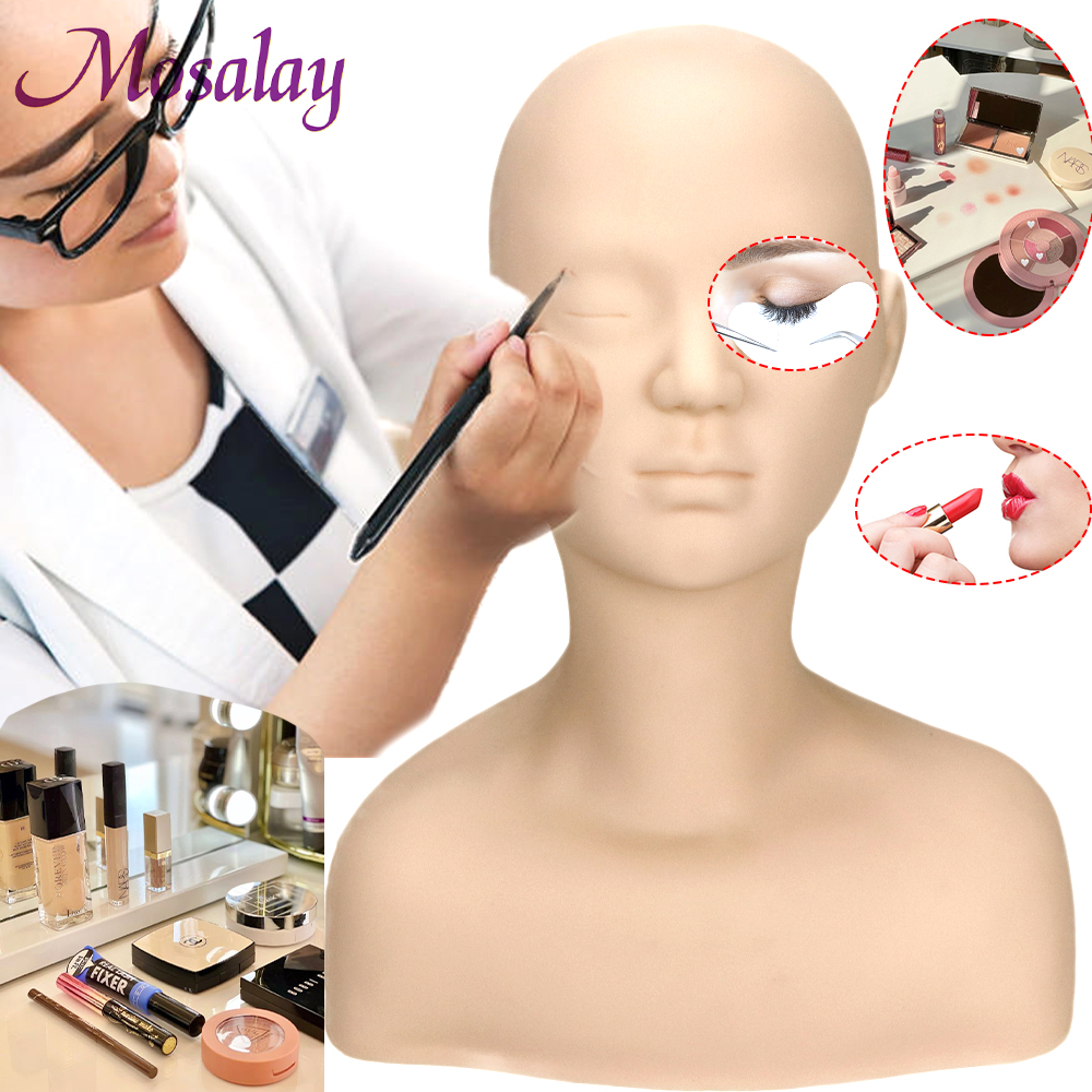 Big Half Body Soft Silicone Cosmetology Mannequin Head For Makeup Grafting Eyebrow Design Massage Practice Face Painting Model
