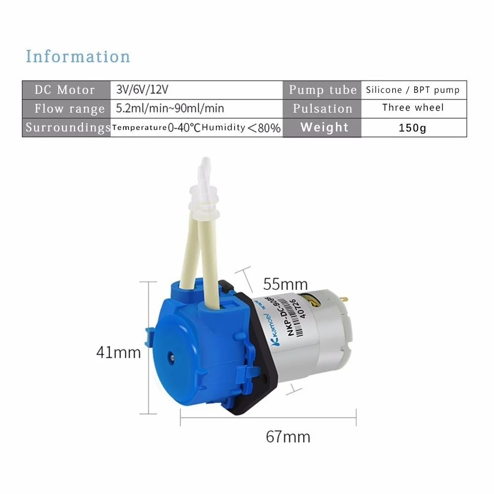 Kamoer dc 12v 24v bomba de dosagem bombas peristálticas cabeça de dosagem com conector arduino aquário laboratório analítico diy líquidos ferramenta motor