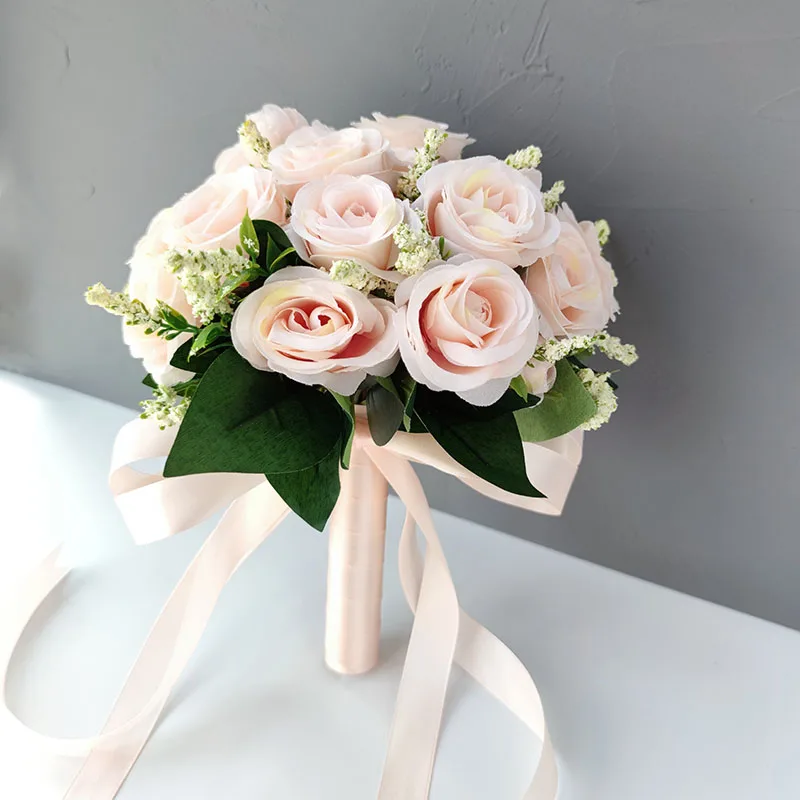 Bouquet da sposa damigella d'onore da sposa Fiori di seta bianchi Rose Sposa artificiale Fiore all'occhiello Spille Mariage Bouquet Accessori da sposa