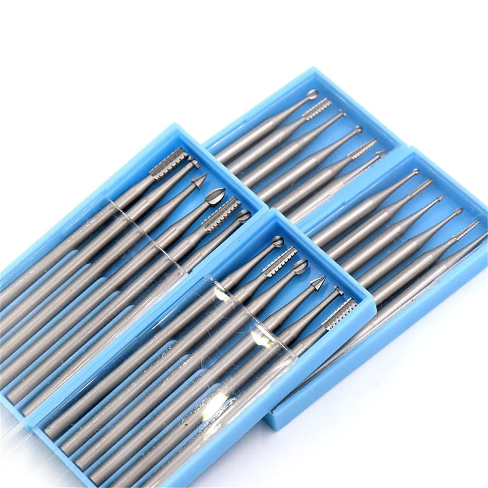 6 ชิ้น Microcarving มีด 2.35 มิลลิเมตรเส้นผ่านศูนย์กลาง Burs ทังสเตนเหล็กแกะสลักเครื่องตัด Olive Core