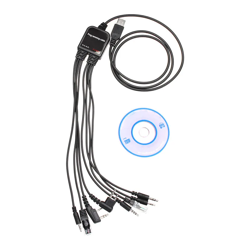 Cabo de programação usb 8 em 1 para baofeng kenwood tyt qyt motorola axu4100 yaesu icom walkie talkie rádio do carro software cd