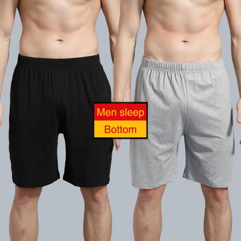 Pantalones cortos de pijama para el hogar para hombre, ropa de dormir Sexy, parte inferior elástica para dormir, Boxers transpirables cómodos de algodón, calzoncillos sólidos informales para hombre