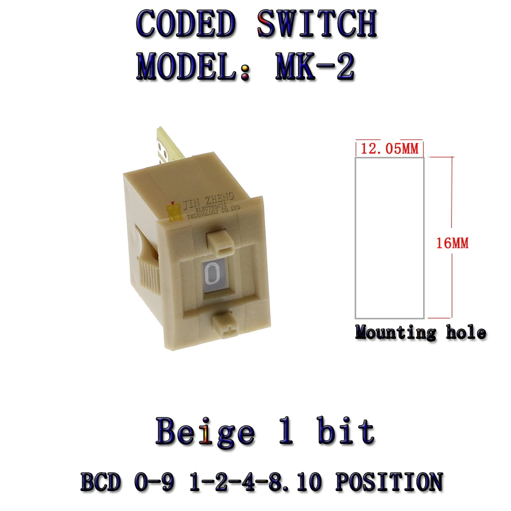 MK-2 BCD รหัส Binary Output Switches/ThumbwheelSwitches 8421C Terminal Block 0-9 หลักรหัสทศนิยมสีดํา Beige