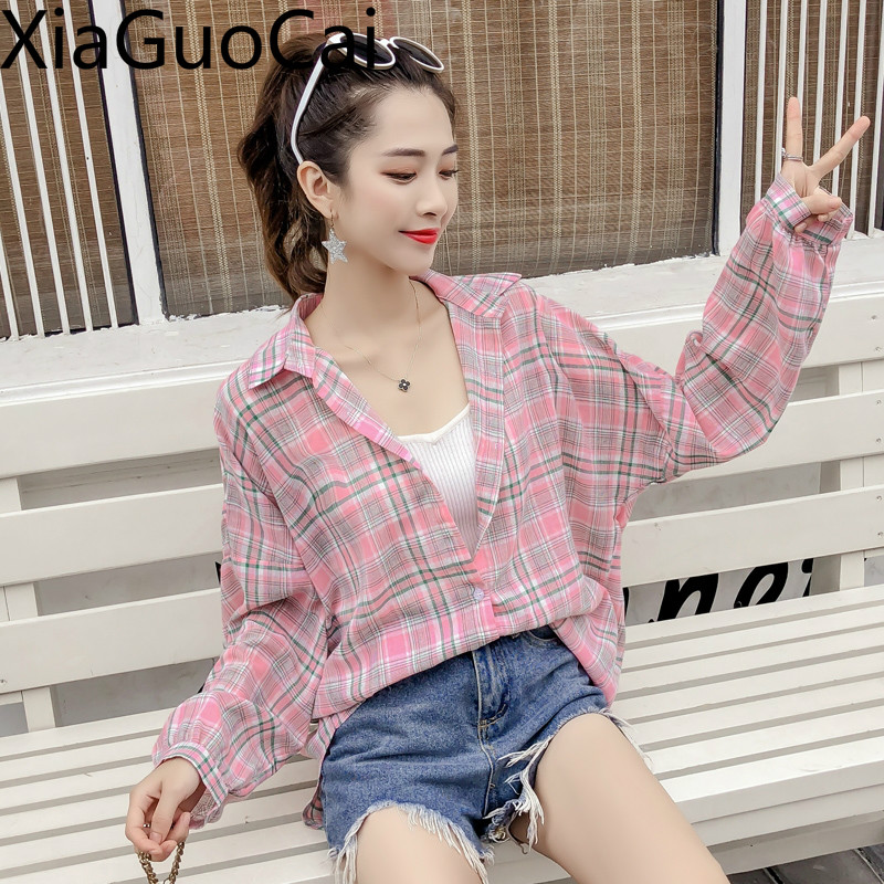 Mùa hè Thoáng Khí Nữ Áo Voan Nữ Mới Kẻ Sọc Sơ Mi Mùa Xuân và Mùa Hè Mỏng Rời Áo tay Dài