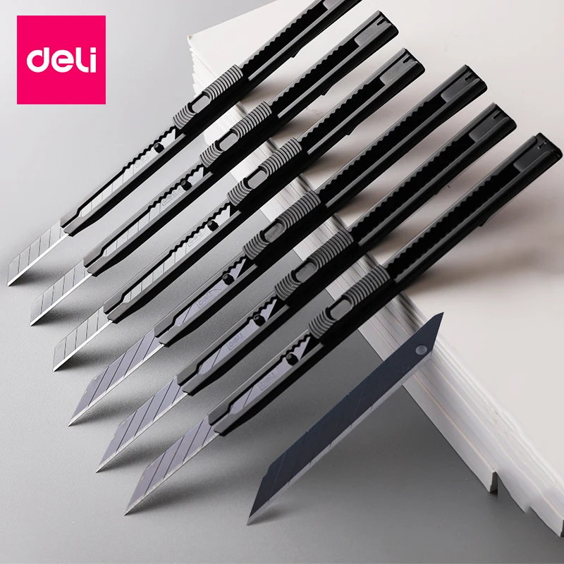 Deli Di Động Hợp Kim Nhôm Tiện Ích 9MM Нож Bỏ Túi Giấy Kính Mát Unisex Dao Với Lưỡi Dao Kim Loại Tự Khóa Thiết Kế góc Sắc Nhọn