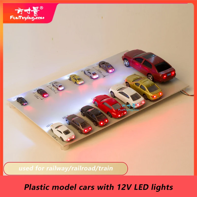 Modelo de Carro Plástico com Luzes Led, 3V, 12V, Luzes LED, Ferrovia, Ferrovia, Trem, Construção, Cenário Set, Modelo HO, N 1:75, 1:87, 1, 150