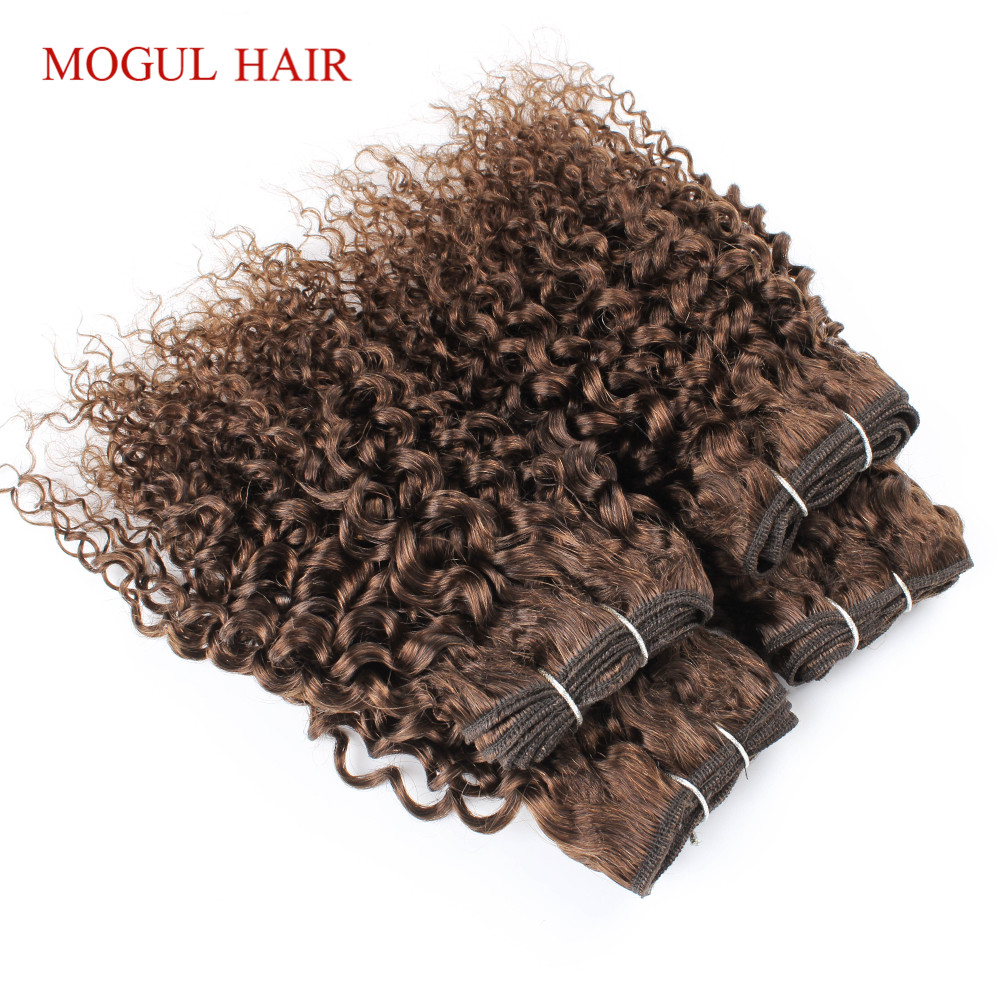 Jerry encaracolado feixes de cabelo humano cor 4 chocolate marrom 10-24 polegada remy extensões tecer cabelo humano qualidade sem derramamento