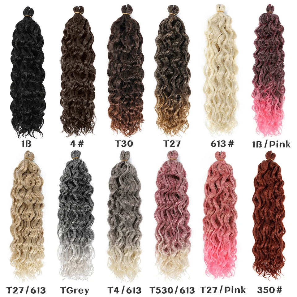 Ocean Wave ต่อผมเปียเกลียวถักไหมพรมโครเชท์วิกผมปลอม Afro Curl ฮาวาย Ombre Curly สีบลอนด์ Water Wave Braid สำหรับผู้หญิง