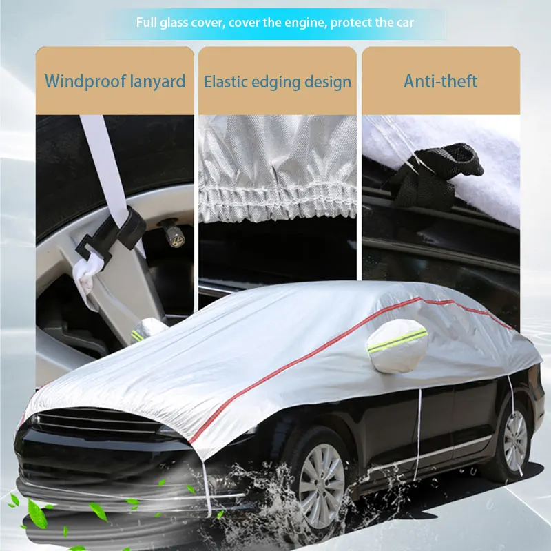 Universelle halbe Autoabdeckung, wasserdichte Außenabdeckung, Oxford, Sonne, Regen, UV-Schutz, staubdicht, schneesichere Karosserieabdeckung für SUV-Limousine