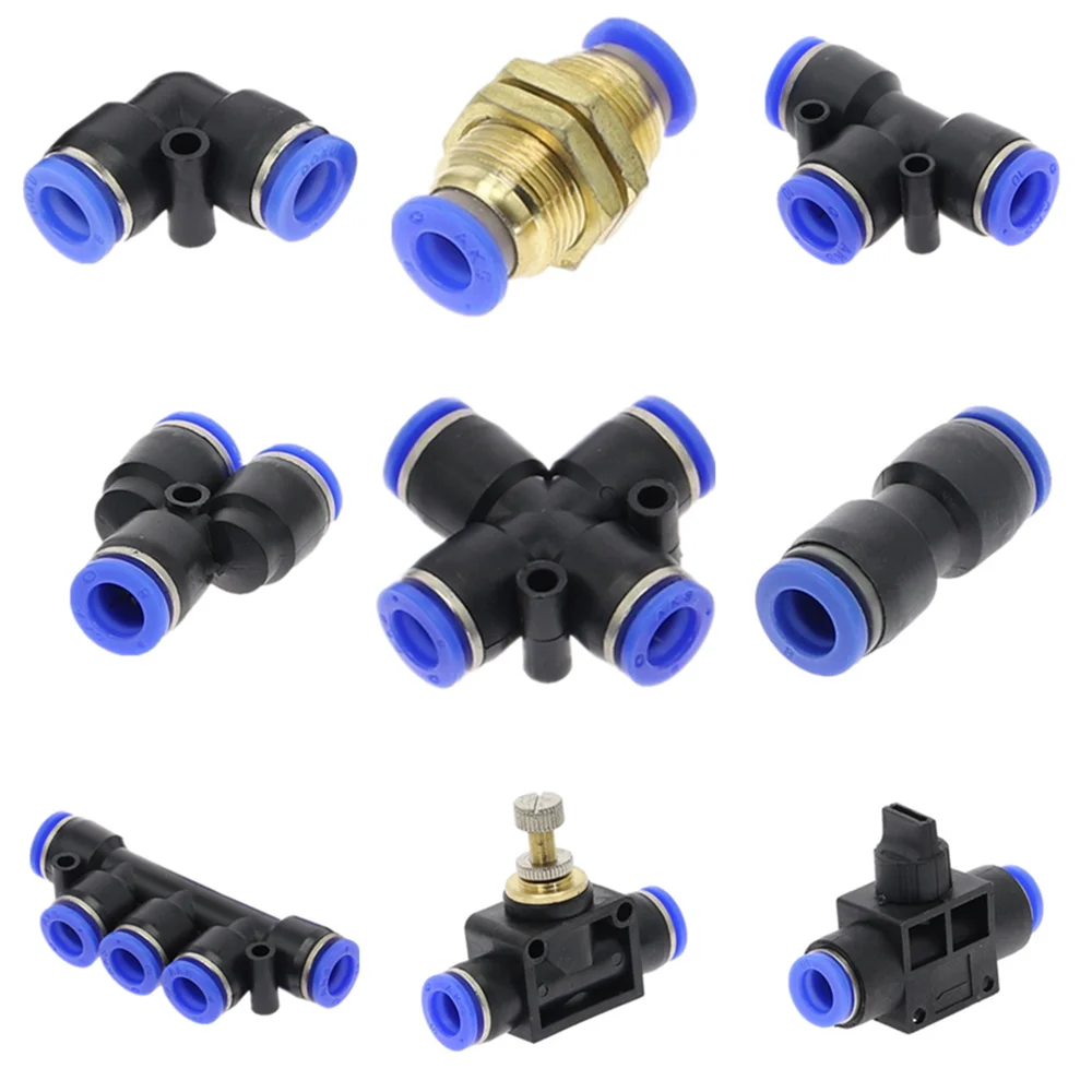 Bơm Hơi Gù Đầu Nối Phụ Kiện Không Khí Nhanh Ống Nước Đẩy Trong Vòi Nhanh Couping 4Mm 6Mm 8Mm 10Mm 12Mm PU PY PK