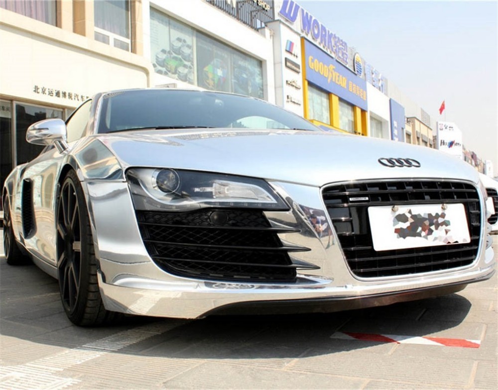 Glossy Silver Mirror Chrome Vinyl Film Wrap Car Wraps Foil Car Sticker Bubble Free