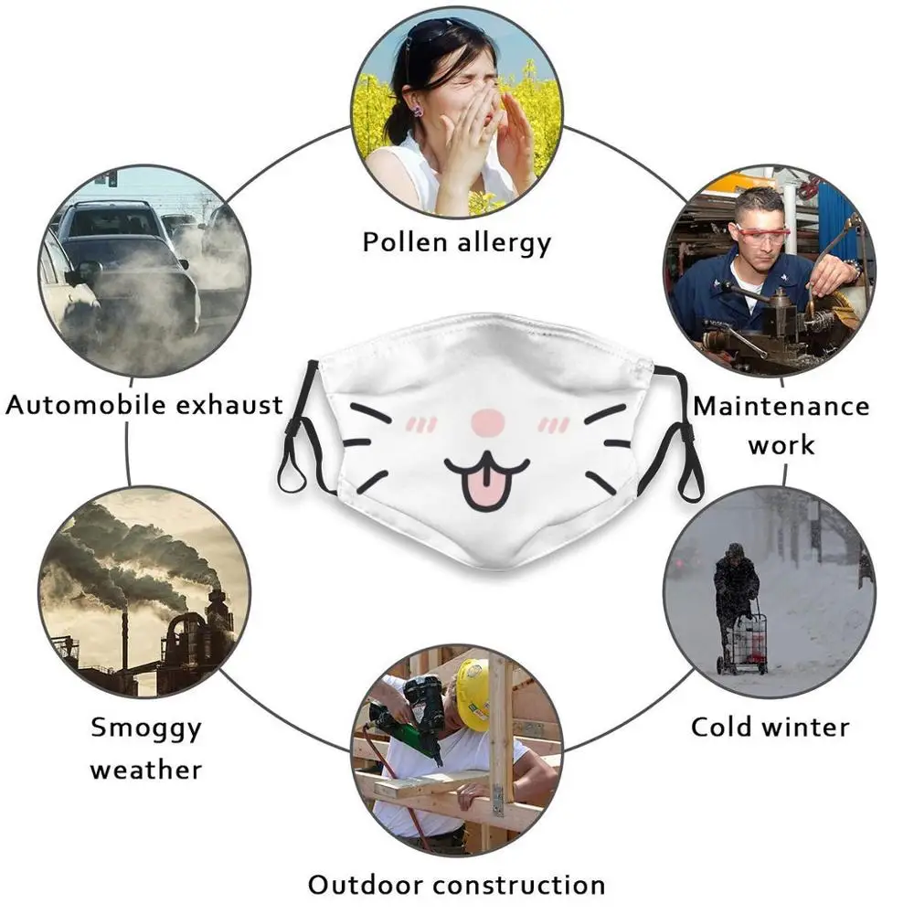 カワイイ猫のフェイスマスク,面白いプリント,pm2.5,愛らしい顔,猫,子猫,白と愛らしい