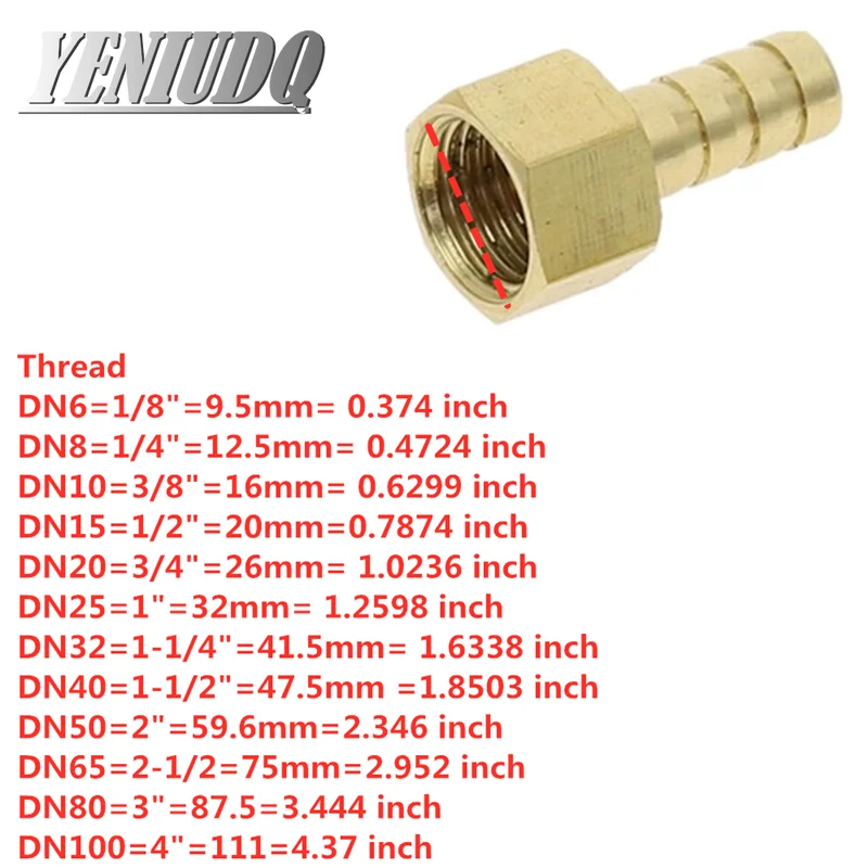 Phụ Kiện đường ống Brass Barb Hose Tail Phù Hợp Nhiên Liệu Không Khí Khí Nước Dầu Ống ID 4 mét-19 mét để 1/8 ''1/4'' 3/8 "1/2 ''Nữ Chủ Đề Đồng