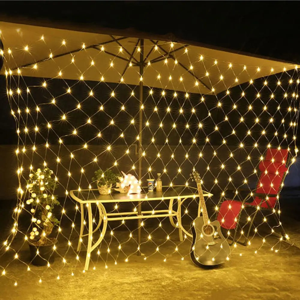 4m x 6m 1.5mx1.5m 2x3m led rede de pesca ao ar livre luzes de fadas de natal festão jardim rua guirlanda cortina árvore de casamento ramadan