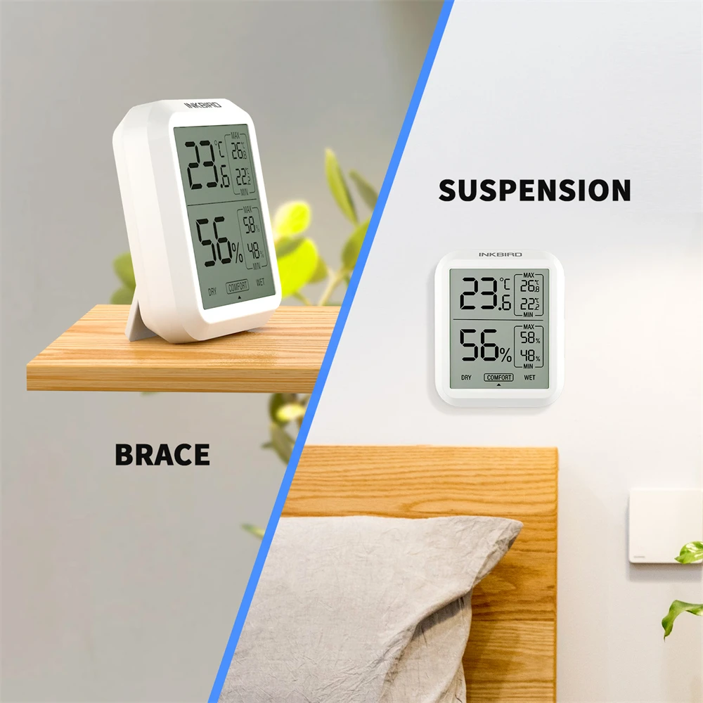INKBIRD Nhiệt Kế Kỹ Thuật Số Và Nhiệt Ẩm Kế ITH-20 Liền Đọc Nhiệt Độ Đồng Hồ Đo Độ Ẩm Màn Hình Cho Trong Nhà/Ngoài Trời 2.8Inch