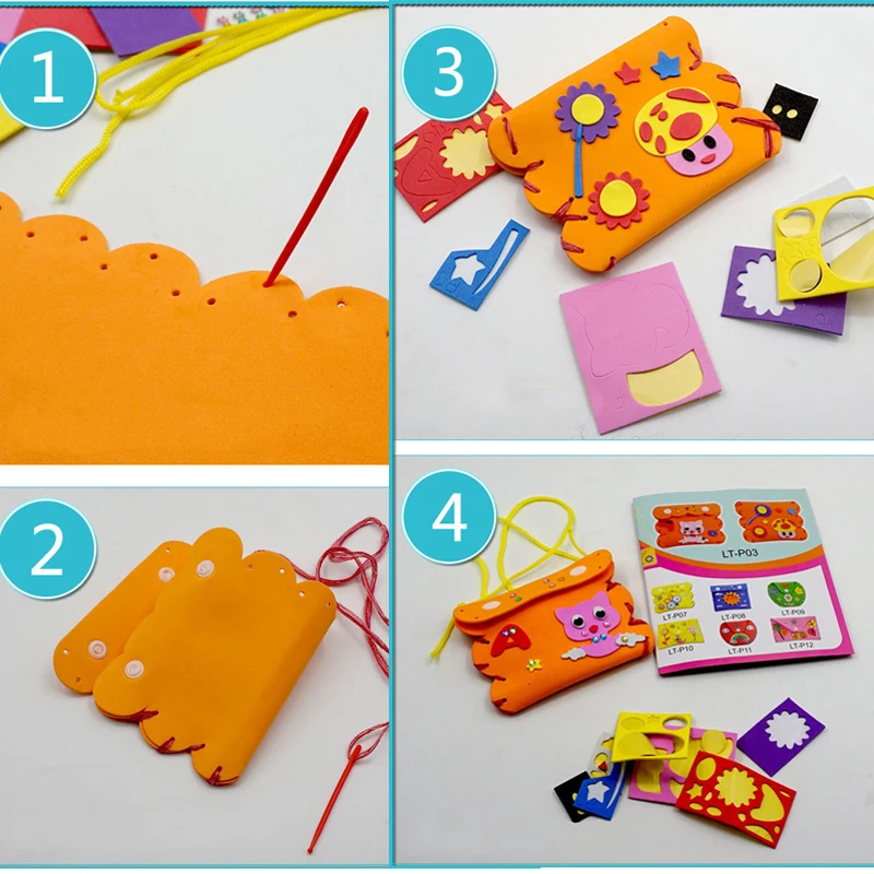 子供手作りクラフトバッグカラー EVA フォーム縫製バッグ DIY おもちゃモンテッソーリは子供の早期学習教育玩具ギフト
