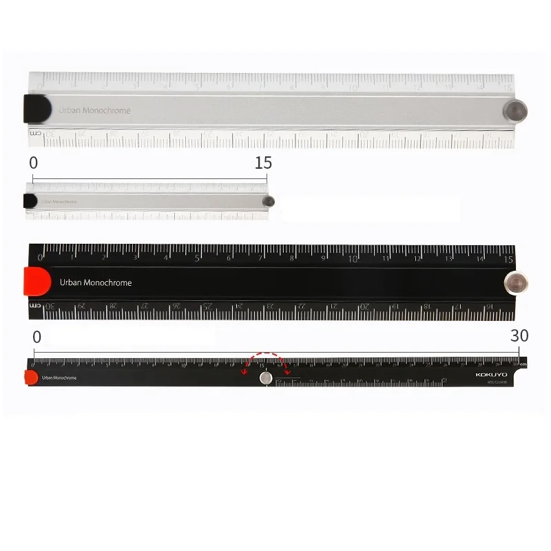 Kokuyo Righello pieghevole in allumite 15 cm 30 cm Regola di misurazione monocromatica urbana Cancelleria giapponese Forniture per studenti scolastici per ufficio A6336