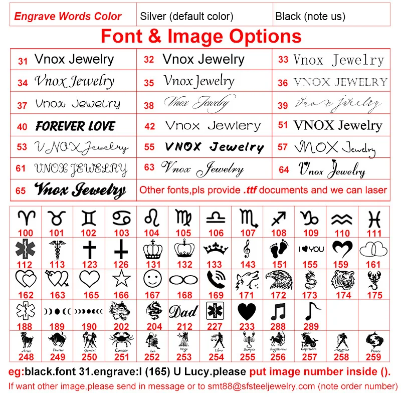 Vnox Paying for Engrave Service, Only for Personalized Customize Write Record Name Words Date, Do NOT Contain The Product