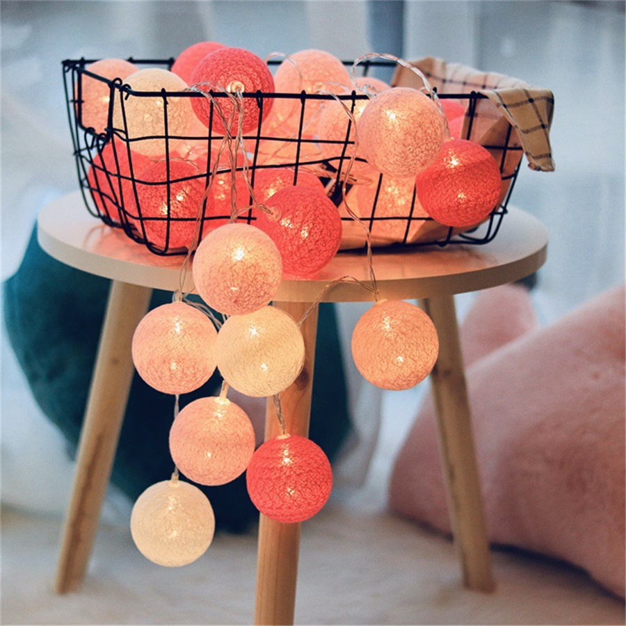 Neue 6cm Baumwolle Ball Weihnachten Lichterketten Batterie/USB Powered Fee Garten Lichter Girlande für Schlafzimmer Party Hochzeit dekoration