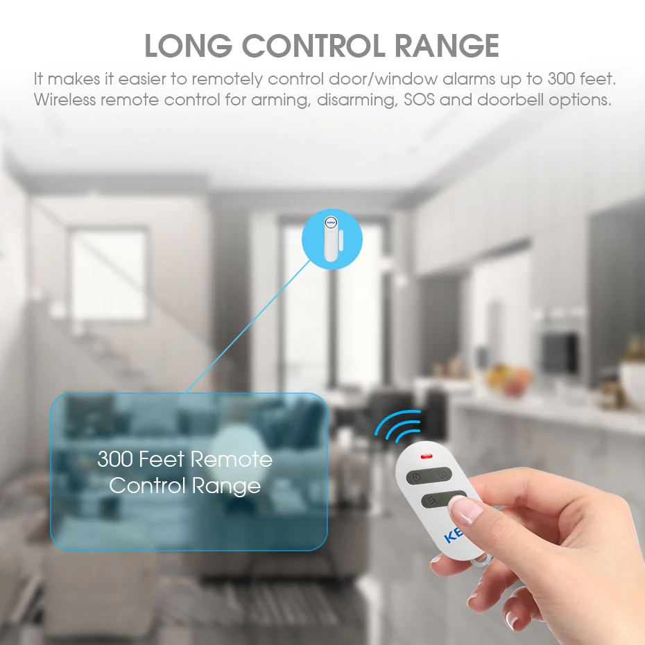 2022 KERUI Cửa Không Dây/Windows Cảm Biến Báo Động 300ft 120dB Chống Trộm Điều Khiển Từ Xa Thông Minh Dành Cho Trẻ Em Tủ An Toàn an Ninh Tại Nhà