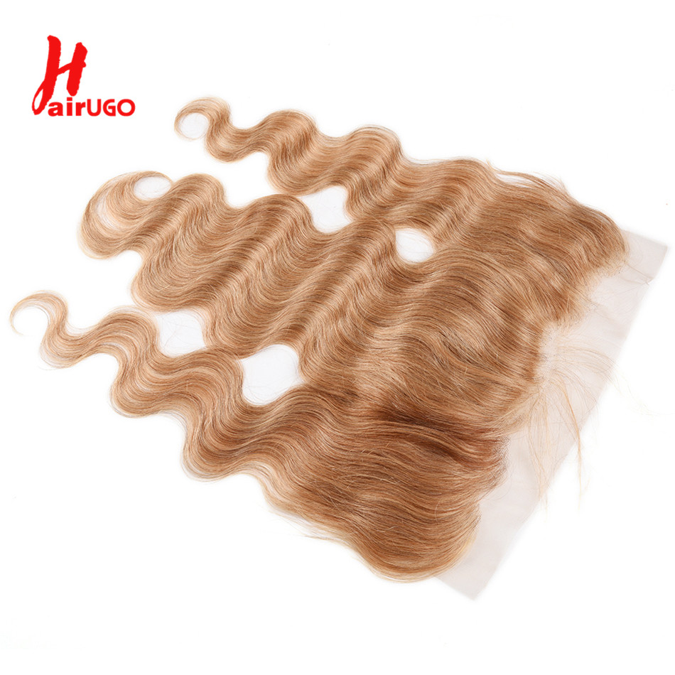 Cabello humano ondulado con encaje Frontal transparente, cabello Remy 100%, prearrancado, 13x4, #27