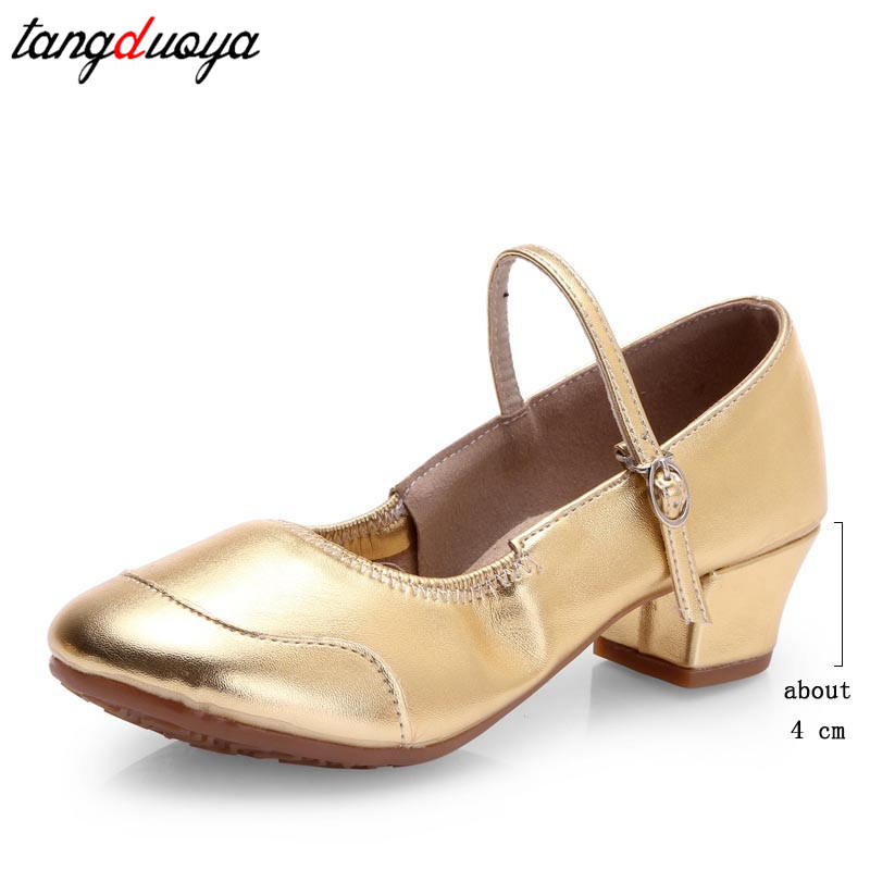 Latin Dance Schuhe Gold Silber Salsa Tango Tanzen Schuhe platz heels 4cm Mädchen frauen Praxis Ballroom Dance Schuhe