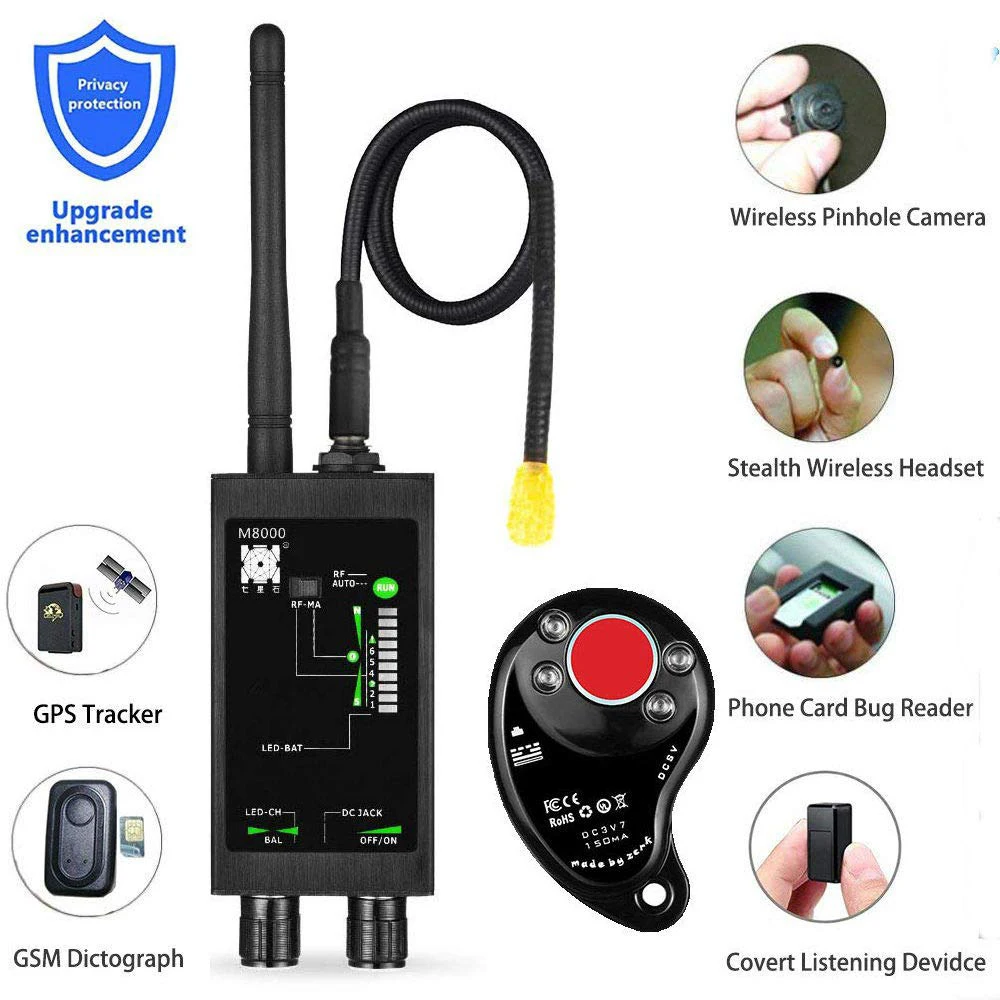 M8000 Đài Phát Thanh Chống Gián Điệp Dò GSM Tín Hiệu RF Tự Động Theo Dõi Dò Theo Dõi GPS Tìm Lỗi Dài Từ Đèn LED ăng Ten