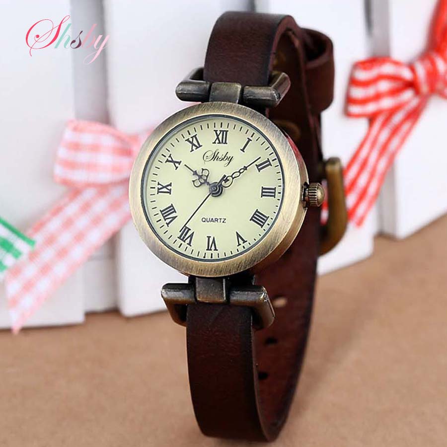 Shsby nueva moda, superventas, reloj femenino de cuero, reloj Vintage ROMA, relojes de vestir para mujer