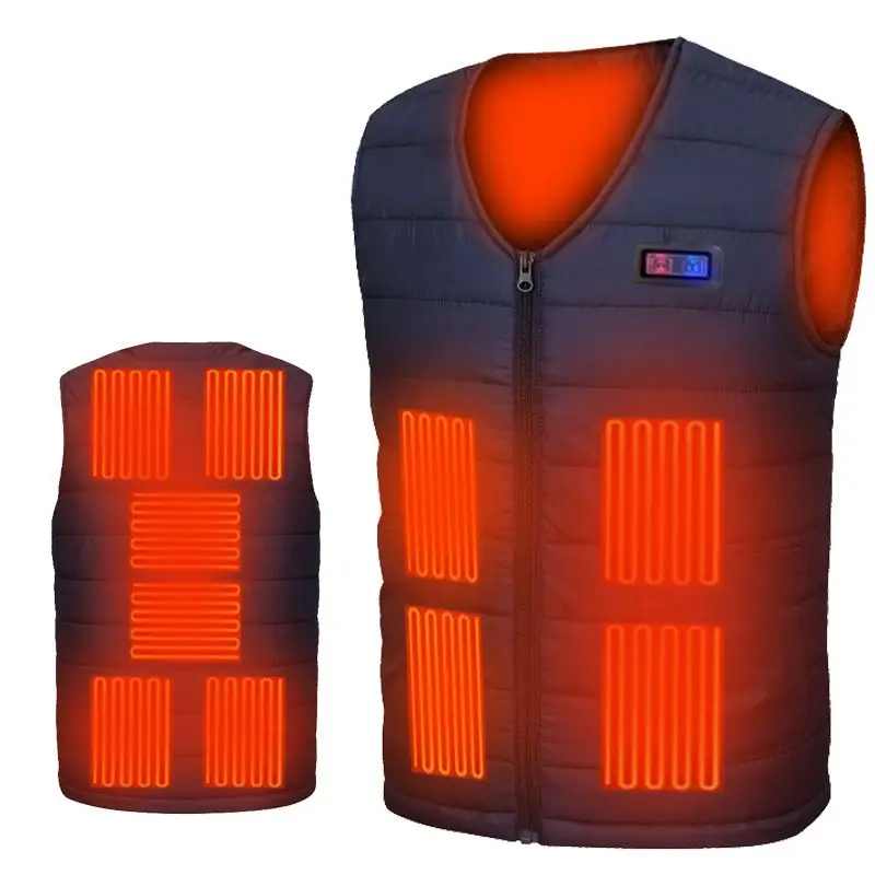 Chaleco calefactor de 11 áreas para hombre/mujer, chaleco informal con cuello en V y calefacción por USB, chaqueta calefactora de temperatura con Control inteligente, abrigo de algodón para caza de invierno