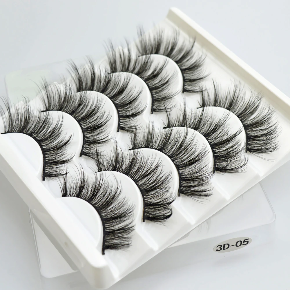 QSTY-Pestañas postizas largas naturales, pestañas de visón 3D, tupidas negras, extensión de maquillaje, volumen espectacular, pestañas postizas, 5 pares